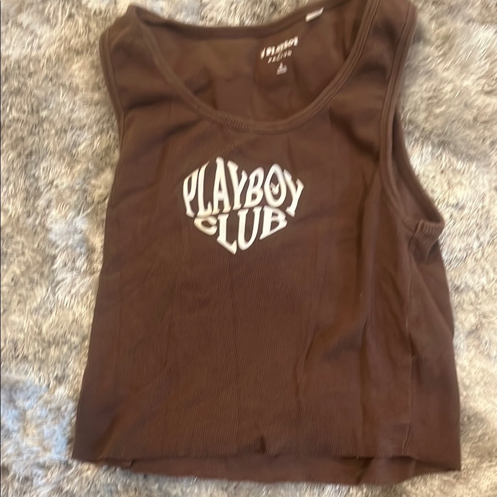 Playboy Brown Sleeveless Top